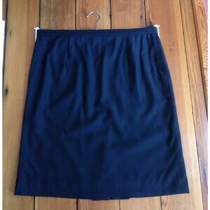 Portara Germany Black Crepe Wool Fully Lined Pencil Skirt 34" Waist Pockets L